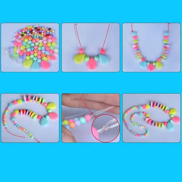 Children Beads Plum Blossom Box Set DIY Handmade Bead Toy Kids Girls DIY Toys String Beads Plum Blossom Box Set Building Kit 4