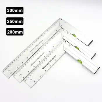 

200/250/300mm Aluminum Alloy 90 Degree Right Angle Measuring Ruler Protractor Drafting Supplies Rulers