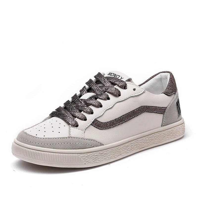 

Genuine leather Women's flat lace up Low Top Sneaker