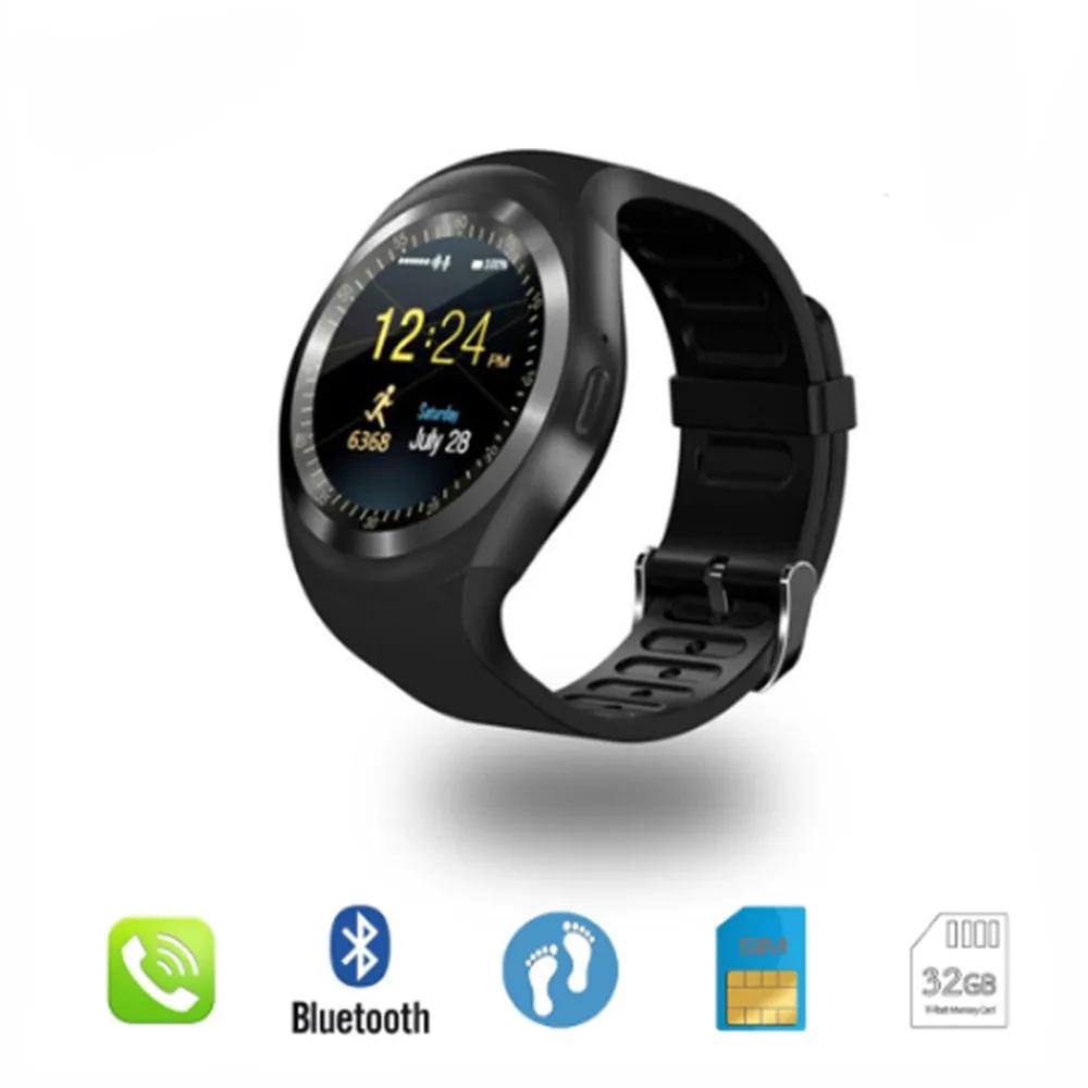 Bluetooth Y1 Смарт часы Relogio Android SmartWatch телефонный звонок GSM Sim пульт дистанционного управления камерой информация дисплей спортивный шагомер pk D13