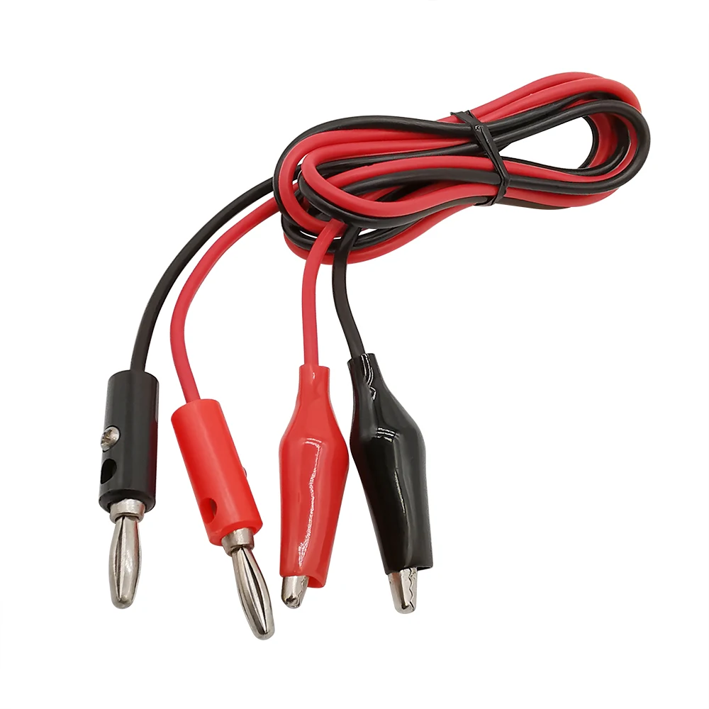 1M Double-Ended Alligator Test Cord Lead Clip to 4mm Banana Plug Multimeter Probe Electrical Clamp Testing Cord Cable 1/2/5Pcs