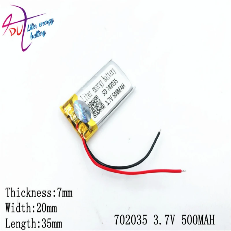 

Liter energy battery 702035 500MAH 3.7V lithium polymer battery charging device lighter point reading pen recorder