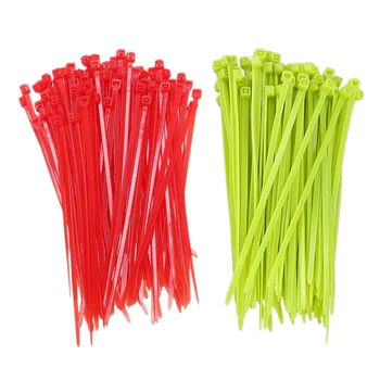 

200 Pcs 2.5mmx100mm Nylon Cable Wire Zip Ties Cord Wrap Strap - 100 Pcs Red & 100 Pcs Green