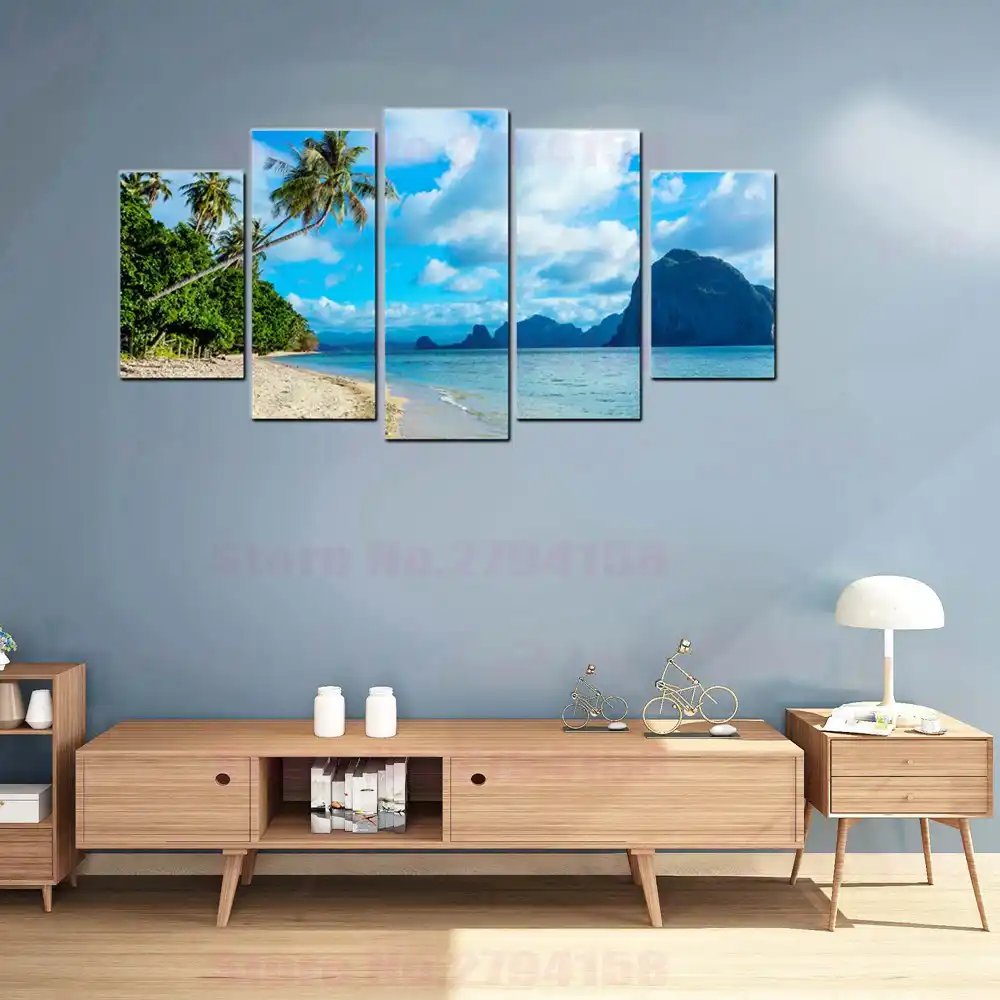 Beach Coconut Palm Landscape And Seascape Pictures For Living Room Office Bathroom Wall Decor Trees Poster Print Drop Shipping Painting Calligraphy Aliexpress
