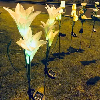 

Hot Sale Durable Lily Flower Shape Solar Powered LED Lawn Lamp for Outdoor Landscape Spike Lights Decoration Flower Light