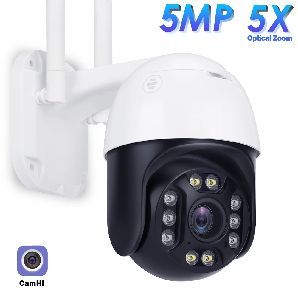 Camhi câmera ip ao ar livre wifi 1080p 5mp câmera de vigilância de segurança em casa câmera de cctv 5x zoom óptico cor visão noturna