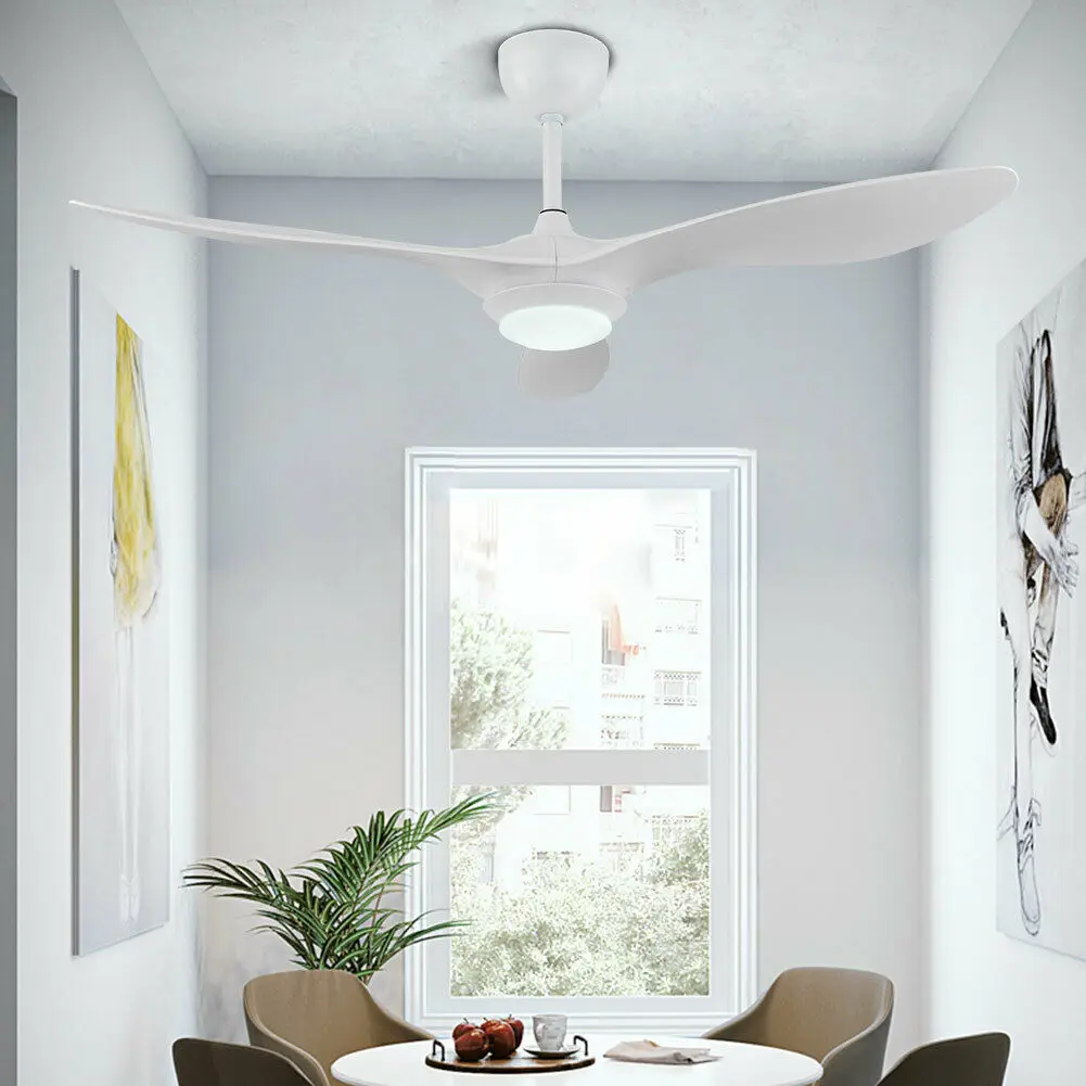 OUKANING 48 3 Speeds 3 Colors Ceiling Fan with LED Light, Modern Minimalist Style Fan Chandelier with Remote Control