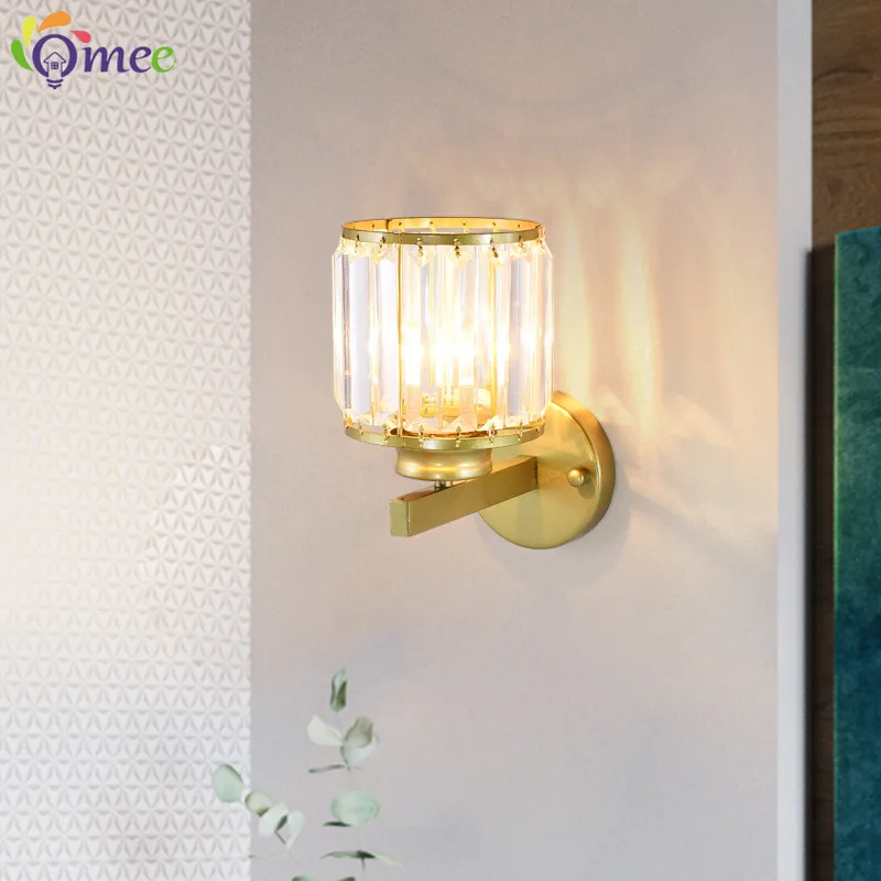 Modern Indoor Wall Lamps For Bedroom Bedside Livingroom Decoration LED Sconce Lamp Bathroom Home Light Crystal Golden Wall Light