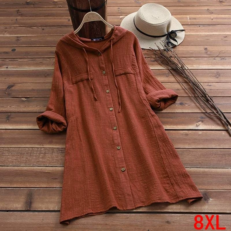 Женская рубашка большого размера из хлопка и льна плюс 5XL 6XL 7XL 8XL летний