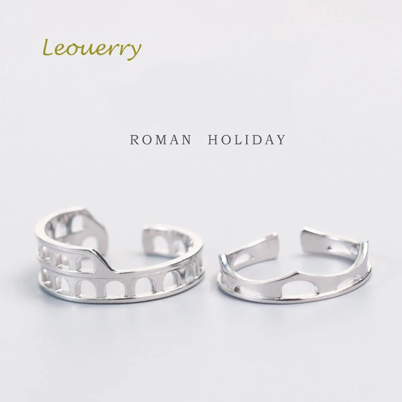 

Leouerry 925 Sterling Silver Original Handmade Design Roman Holiday Castle Couple Rings for Women Open Rings Silver 925 Jewelry