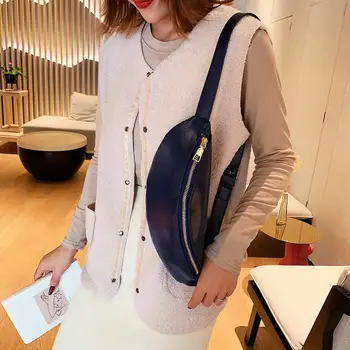 

Wallet Women Solid Color Zipper Faux Leather Fanny Pack Waist Shoulder Bag Chest Pouch Waist Pack pochete feminina riñonera muje