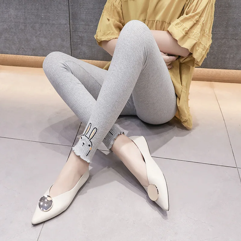 

Maternity Clothes 2019 Autumn New Style Korean-style Outer Wear Elasticity Thread Foot Mouth Cartoon Pregnant Women Low-Rise Ank