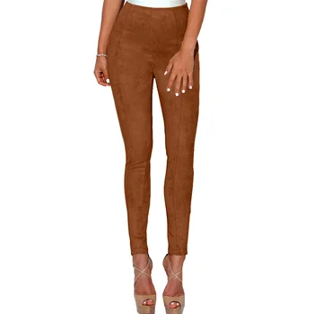 

2020 Sexy Women Faux Suede Leggings Solid High Waist Skinny Pants Push Up Bodycon Pencil Trousers Winter Pantalon Femme XL