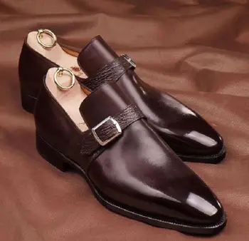 

High Quality Fashion Men Pu Leather Buckle Shoes Male Casual Classic Trendy Vinage Stylish Monk Shoes Zapatos De Hombre TV430