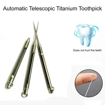 

Outdoor Automatic Telescopic Titanium Alloy Toothpick Pure Titanium TC4 Toothpick for Camping Enthusiasts