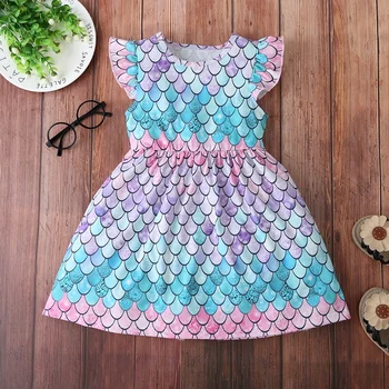 

Baby Girl Dress 2020 Fashion Summer Toddler Girls Clothes Fish Print Novelty Flying Sleeve Birthday Wedding Party Princess Dress