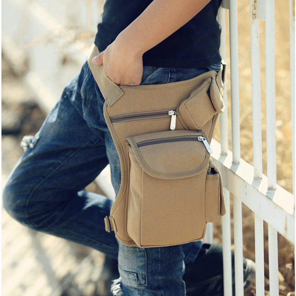 

AIRSOFTA Military Tactical Travel Riding Motorcycle Bag Portable Waist Messenger Bag Casual Canvas Drop Thigh Leg Multi- Pouch