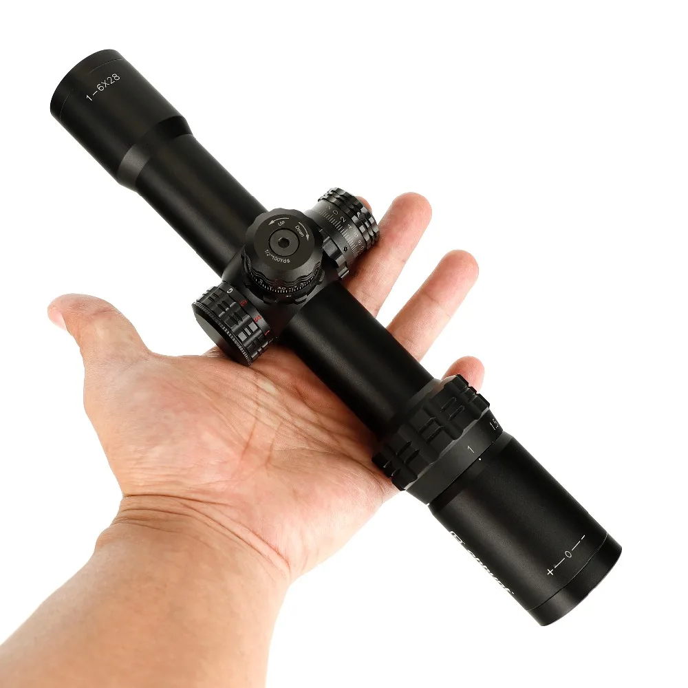 ohhunt Thin Edge 1-6X28 IR Hunting Riflescope Mil Dot Glass Reticle RGB Illuminated with Turrets Reset Tactical Shooting Scope