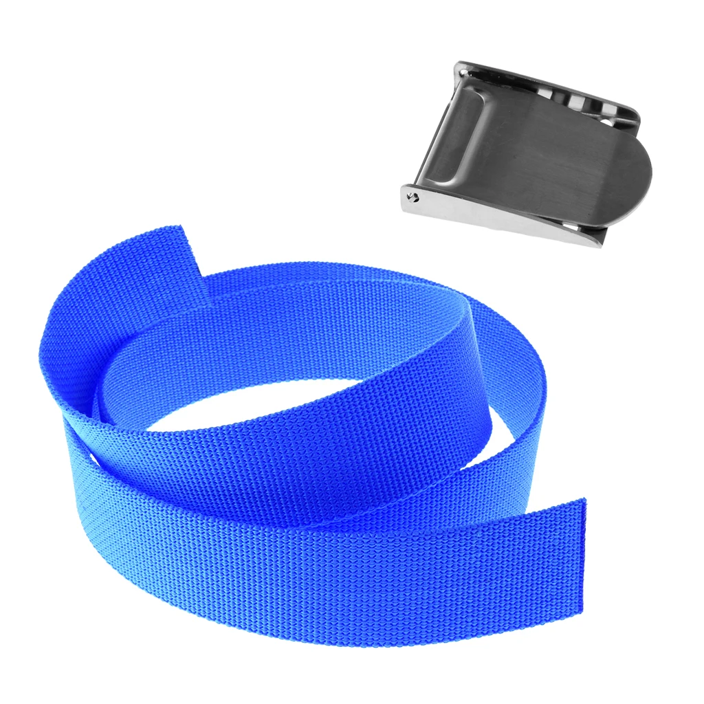 Diving Weight Belt Webbing With Stainless Steel Buckle 5cm 1.5m-Blue