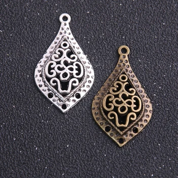 

6pcs 23*41mm Two Color Zinc Alloy Necklace Charm Jewelry DIY Hollow Water Droplets Connector Pendant Necklace