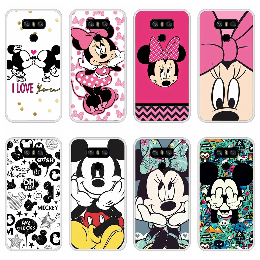 Phone Case for LG G6 Soft Silicone TPU Mickey Minnie Patterned Painted Coque In Stock |