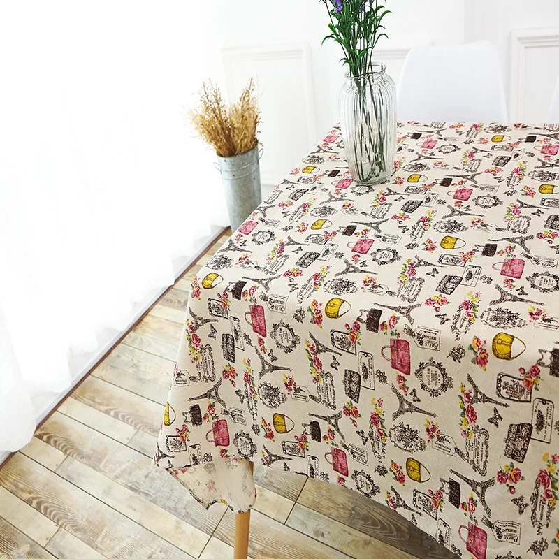 tablecloth-3 Скатерть с Парижской башней, прямоугольная скатерть из хлопка и льна, скатерть для ресторана, холодильника, обеденная скатерть, украшение стола, 140x140 см - Цвет: tablecloth-3
