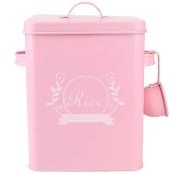 

Rice Storage Box Iron Snacks Covered Washing Powder Bucket Washing Powder Box Powdered Rice Barrel Spoon Household