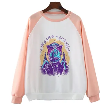 

Awesome Grandpa Dinosaur Novelty Funny Hoody Red Pink Vintage Graphic Streetwear Women Sweatshirts Harajuku