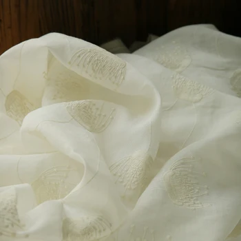

Quality ramie fabrics White Embroidery tissu Fashion Gown Dress Pants Shirt patchwork