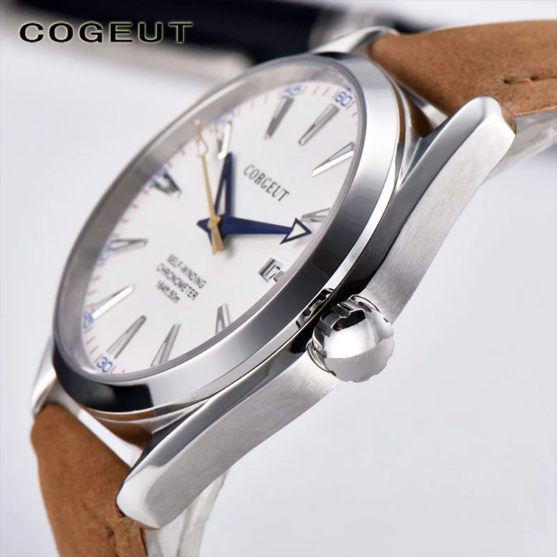 Мужские часы Топ Бренд роскошные часы мужские светящиеся календарь нержавеющая сталь автоматические механические наручные часы Corgeut 41 мм