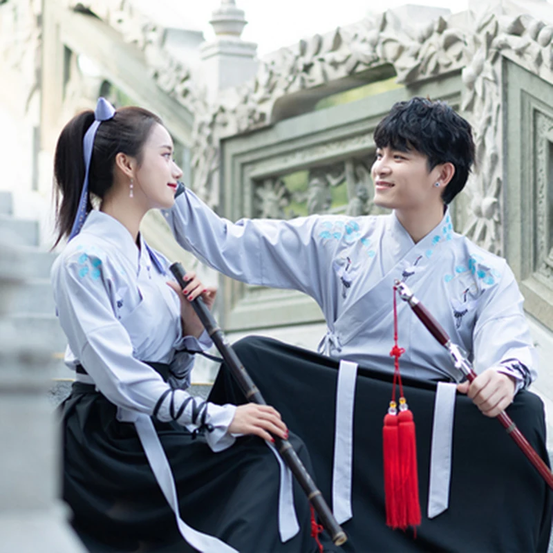 Повседневный улучшенного качества Hanfu Men'S древние женщины китайская Фея элегантный Косплей Китайский народный танец одежда традиционный костюм в стиле Тан DL4189