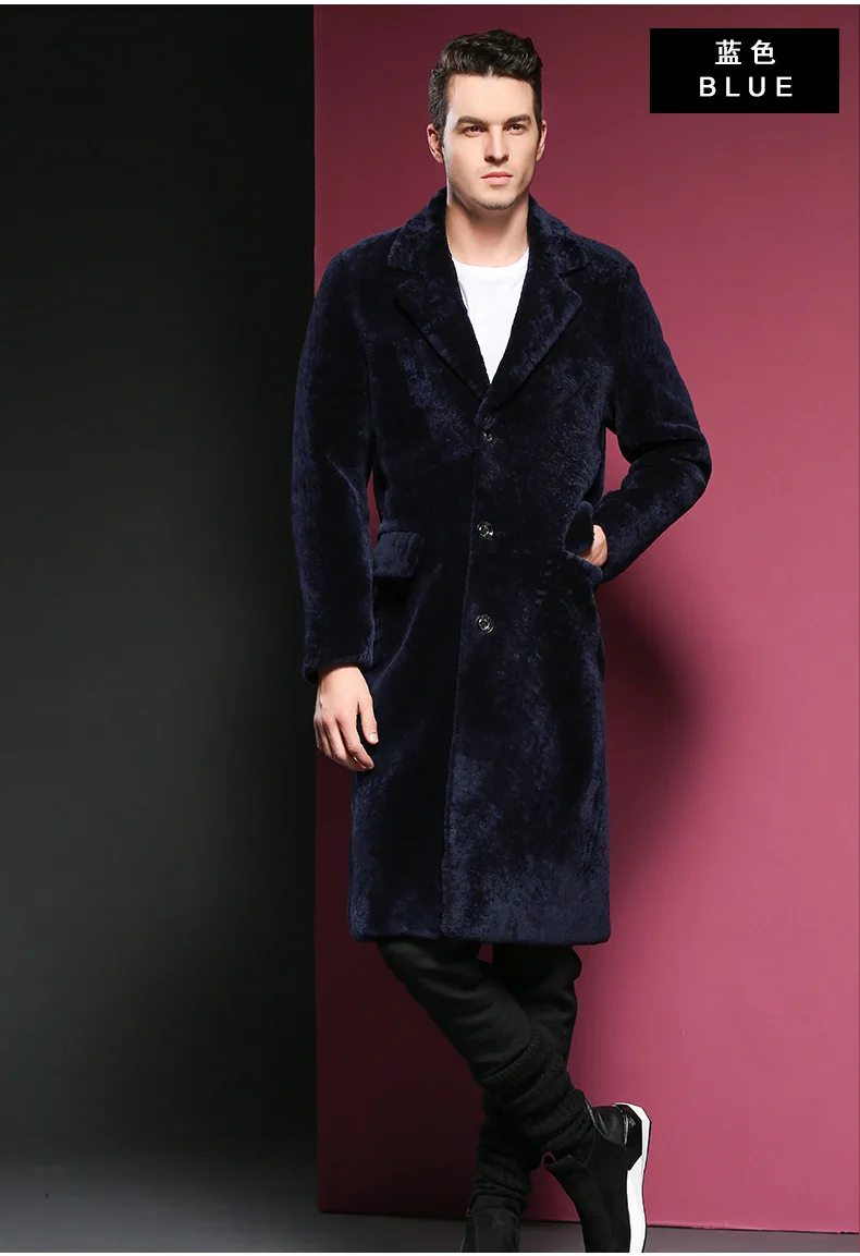 Длинное пальто из натуральной овчины, мужская куртка из короткой овечьей шерсти, мужское зимнее пальто, мужское меховое теплое пальто из натурального меха