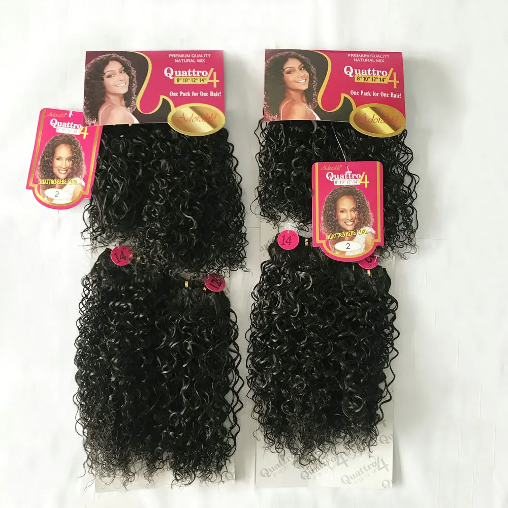 Resistente ao Calor de Alta o Cabelo Sintético Encaracolado Kinky Adorável Tece Pacotes - Lote Fibra Temperatura Quattro Bebe Onda Pces 4 5 Cheap Um pacote