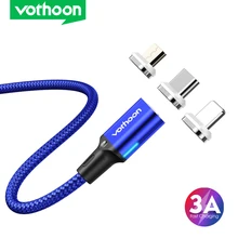 Vothoon 3A Magnético Cabo de Carregamento Rápido Micro USB C Carregador de Cabo Para iphone Samsung Huawei Ímã Tipo C Do Telefone Móvel cabo