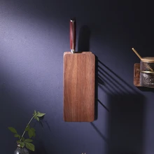 Настенный вертикальный стеллаж для хранения ножей стойка для ножниц латунная стойка для ножей черный орех деревянный держатель для ножей Кухня техника