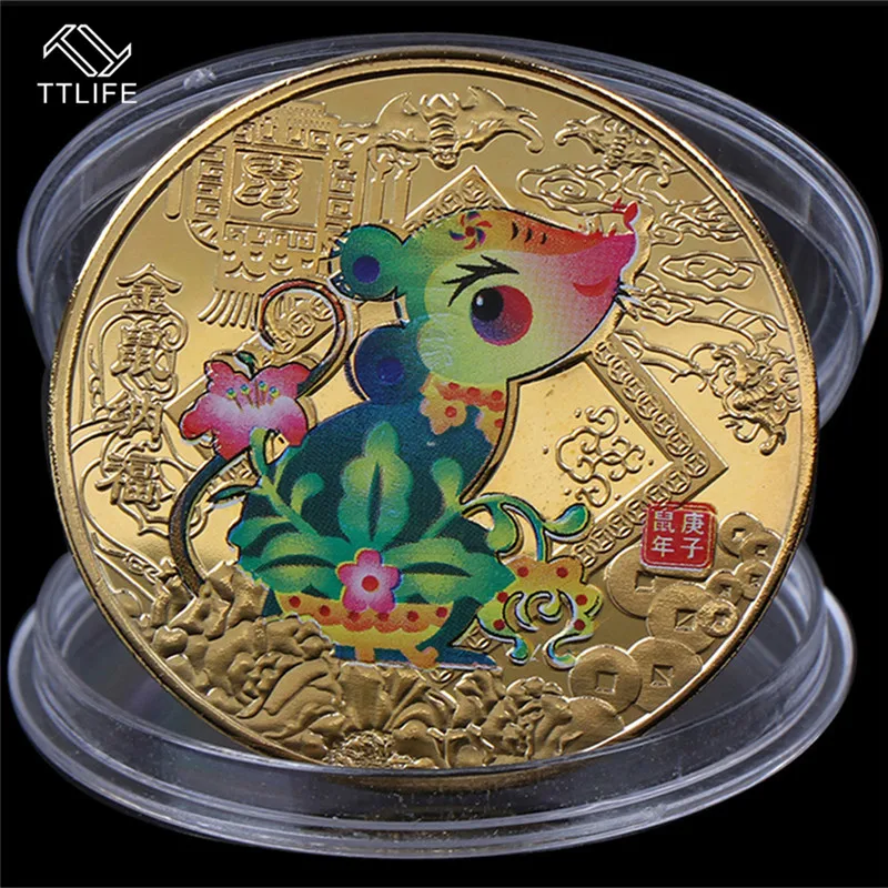 TTLIFE памятная монета года крысы, сувенирная монета, художественная коллекция монет зодиака, украшение для дома, аксессуары