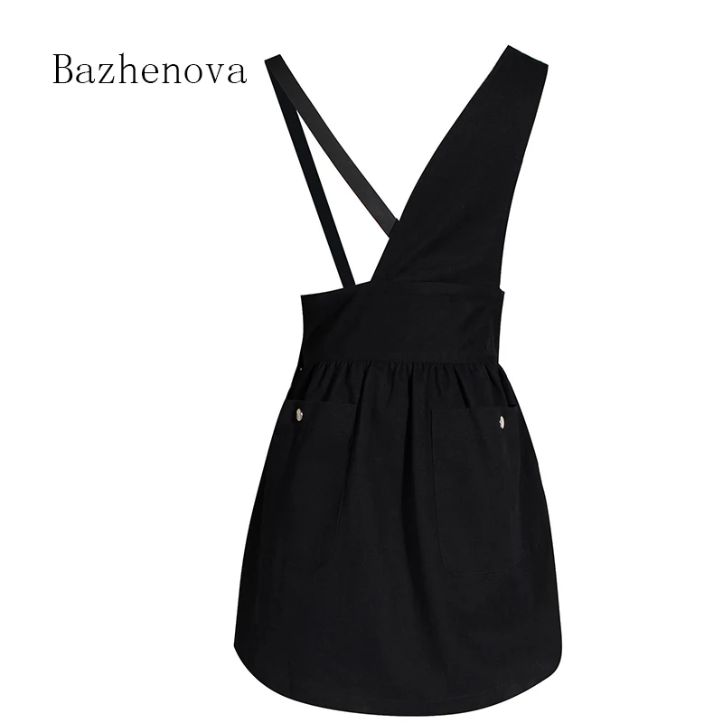 Bazhenova Новая Летняя короткая юбка для женщин Элегантная черная на бретелях