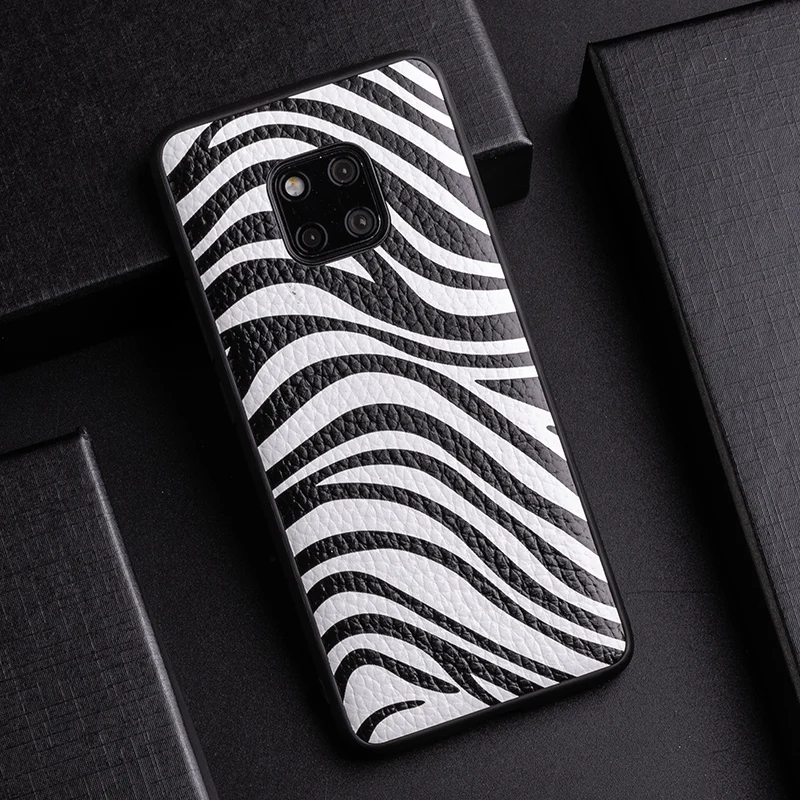 

Cowhide Phone Case For Huawei P20 P30 lite Mate 9 10 20 Pro Y9 P smart 2019 Luxury Zebra pattern For Honor 8X 9 10 20 lite case