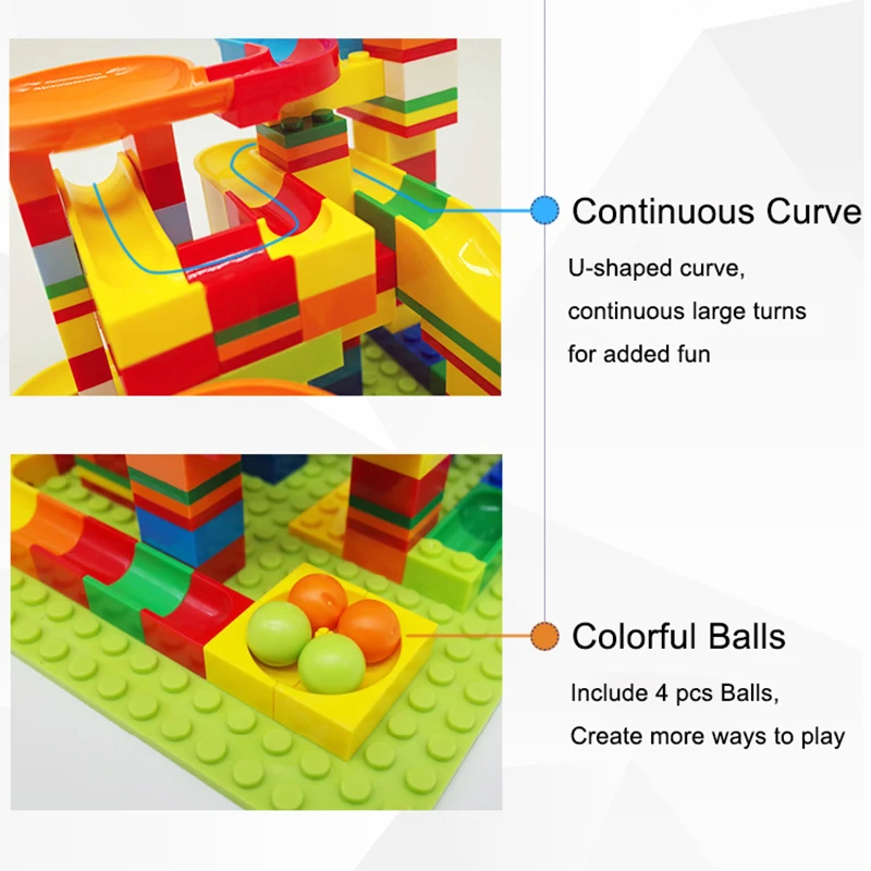 140 PCS Legoings  Marble Race Run Duploed Block Compatible Building Blocks Funnel Slide Blocks Assemble Educational Toys For Chi