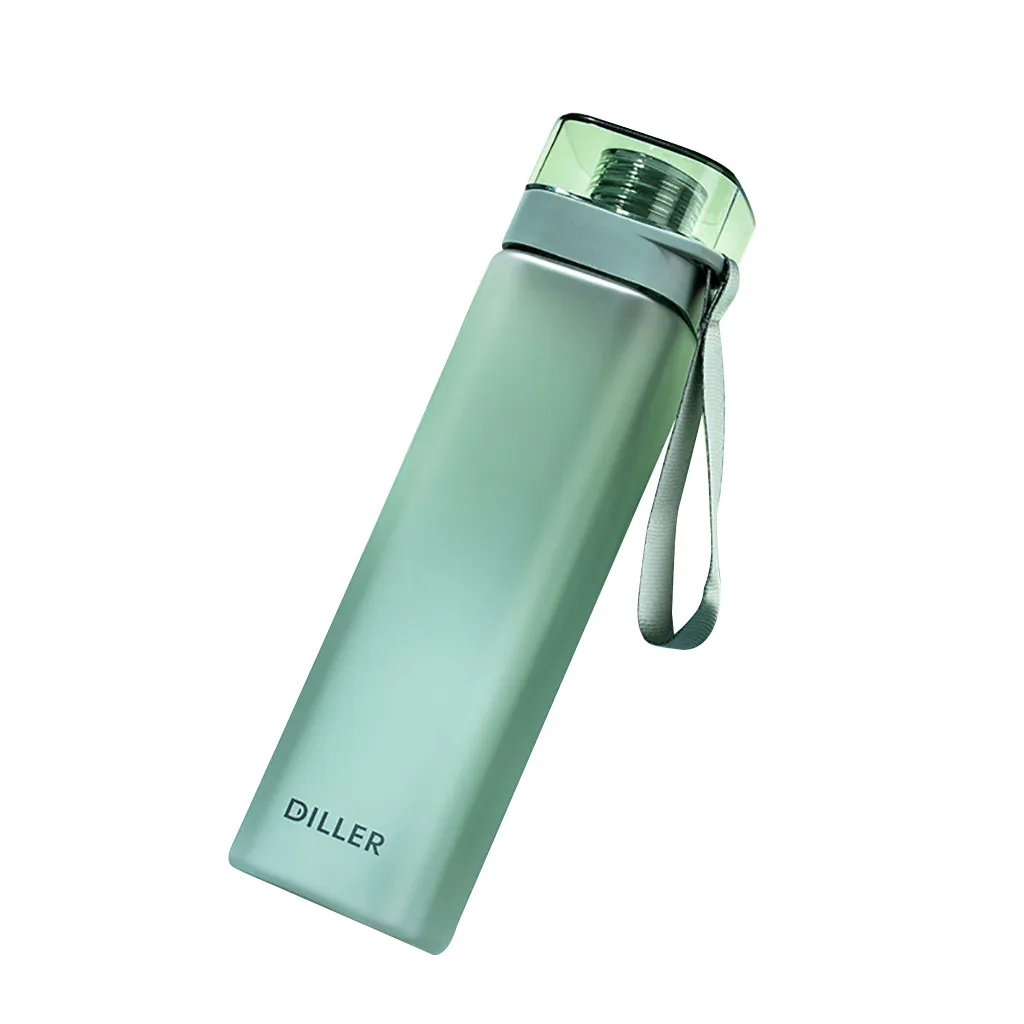

DILLER 700Ml Fashion Simple Personality Square Plastic Cup Pure Color Matte Visual Leak-Proof Hiking Portable Leisure Bottle #8