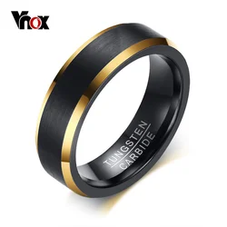 Vnox Gold Accent Tungsten Carbide Men's Wedding Band with Black Matte Finish - 8
