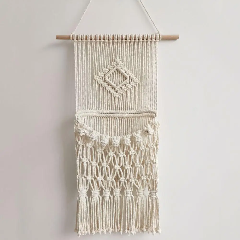 

Macrame Tapestry Woven Wall Hanging Storage Basket Bohemian Room Geometric Tapestry Art Beautiful Apartment Dorm Room Decoration