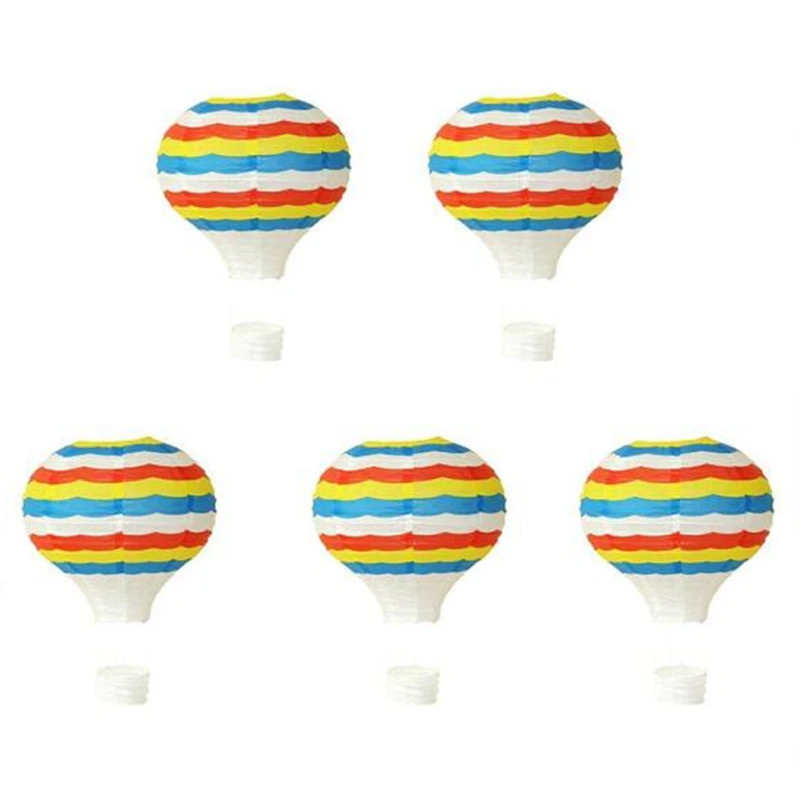 5Pcs Hot Air Balloon Paper Lantern Rainbow Hanging Ball White Chinese Wishing Lanterns Wedding Birthday Holiday Party DéCor | Дом и сад