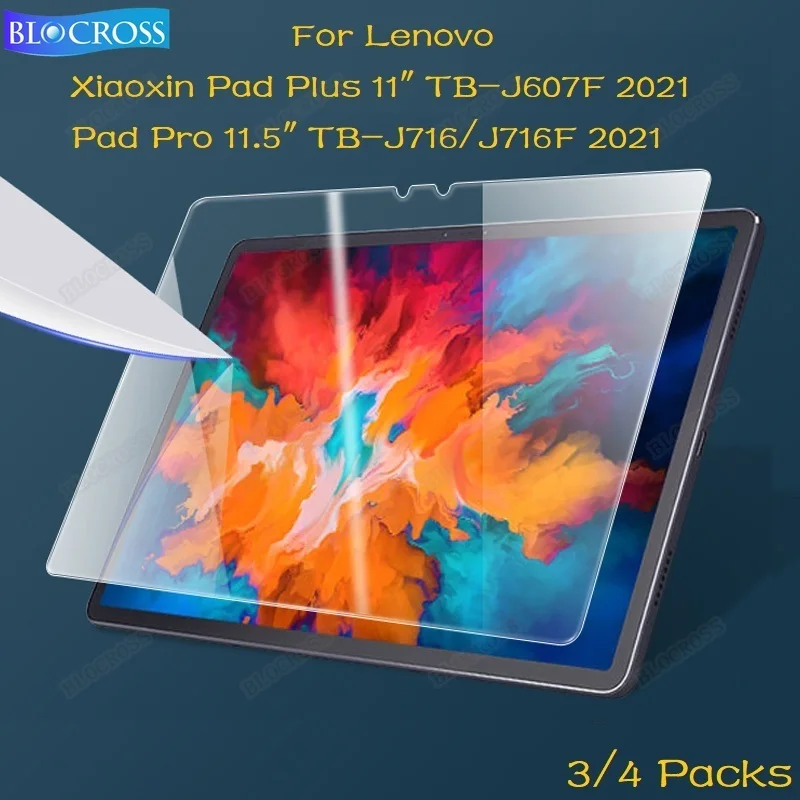 3/4PCS Tempered Glass For Lenovo Xiaoxin Pad Plus 11&quot TB-J607F / Pro 11.5&quot TB-J716F 2021 J716 Tablet Screen Protector Film |