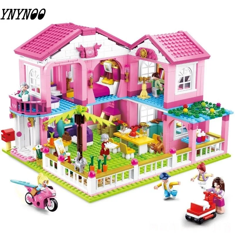 

896pcs Children's educational building blocks toy Compatible Legoings city Friends Girls Pink Dream Girl Princess Holiday Villa