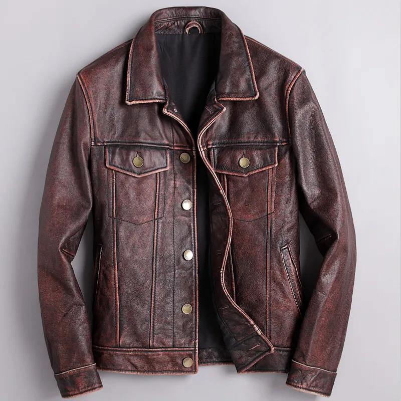 

Alibaba Top Sale Cow Leather Jackets For Men XXXL Plus Size Real Leather Flight Mens Jackets Natural Leather Blazer Coats Brand