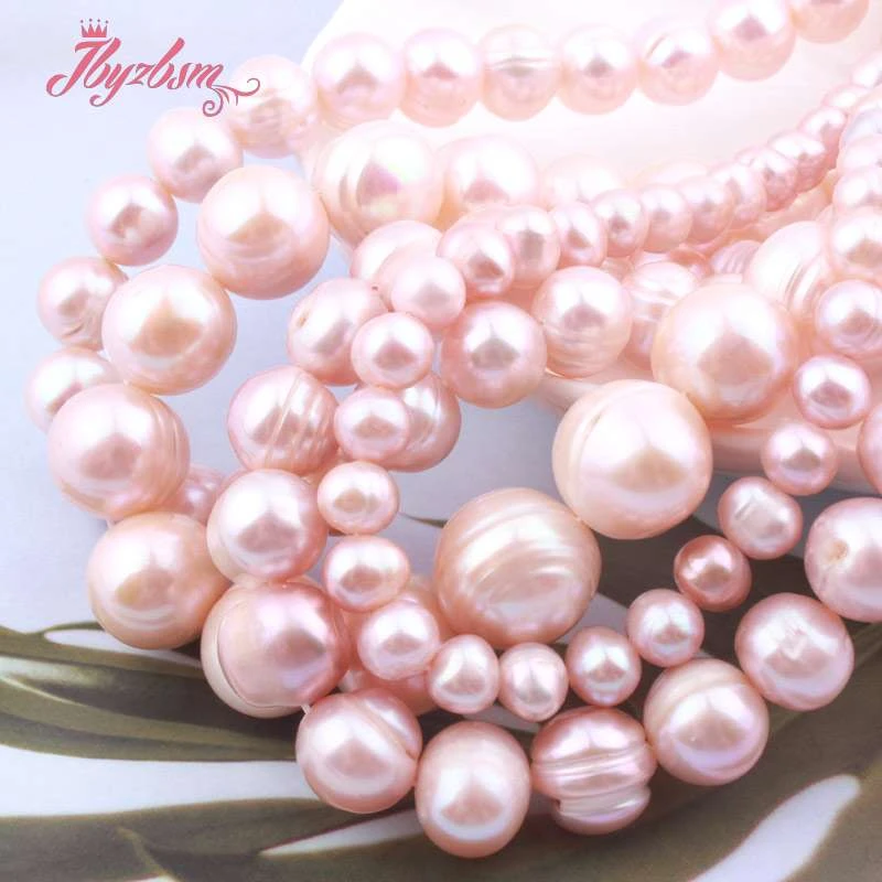 목걸이용 민물 진주 보라색 루즈 천연석 비즈, DIY 쥬얼리 제작 Str 15 인치, 9-10,10-12,11-14mm 