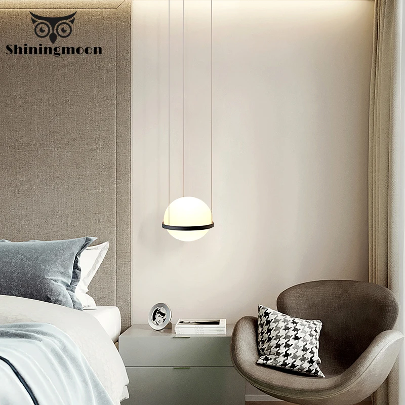 

Postmodern Glass Ball Pendant Lights Living Room Bedroom Hanging Lamp Luminaire Bar Cafe Home Art Decor Hanglamp Light Fixtures