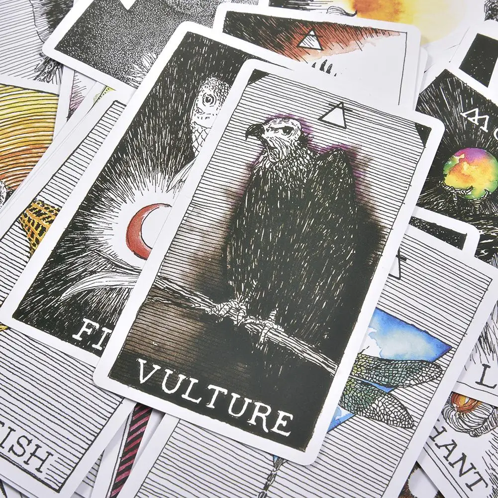 Новый 63 шт. Engels Tarot Dek Voor De Wilde Onbekende Dier Geest Guidebook Kaarten настольная игра Kaart #