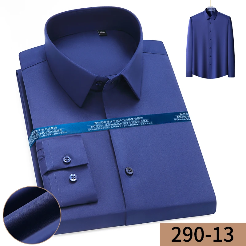New Stretch Anti-Wrinkle Cotton Men's Shirts Long Sleeve Dress Shirts For Men Slim Fit Camisa Social Business Blouse White Shirt